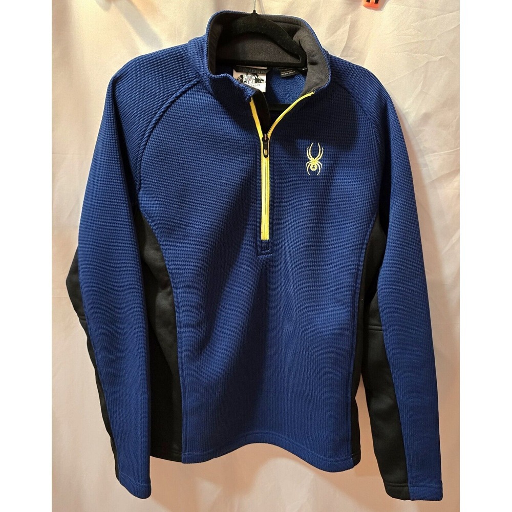 Spyder Core Sweater Men's MEDIUM Blue 1/4 Zip Thermal Waffle Knit Pullover